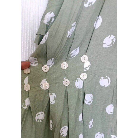 Gunne Sax Dress Ms Chaus Sz 20W 80s Green Dots Peter pan Collar Cotragecore Vtg - Picture 14 of 14